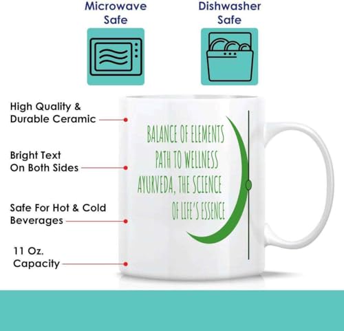 Humorous Gift Health Conscious Gifts Featuring Ayurvedic Elements, for Mother's Day Surprise for Aunt - Ayurveda Medicine Quote on Gray & Men Women Cotton 11 Oz White Ceramic Coffee Mug