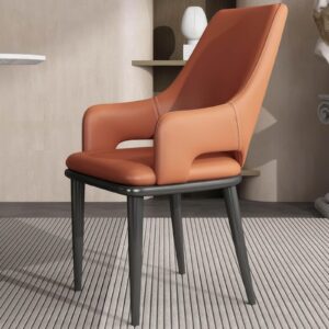 RILOOP Mid Century Modern Dining Chairs,Pu Leather Upholstered Dining Chairs with Black Metal Frame, Kitchen & Dining Room Chairs Armrests Side Chairs for Dining Room,Living Room/C/43 * 44 * 92Cm