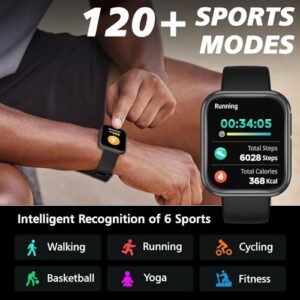 ANCwear Smart Watch for Men(Answer/Make Calls), 1.96" Fitness Tracker with Heart Rate/SpO2/Sleep Monitor/Pedometer/Calories, 120+ Sports Modes, IP67 Waterproof Smartwatch for iOS Android Phones