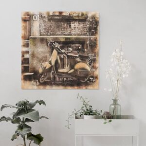 ESyem Posters Vintage Poster Old Motorcycle Fireplace Poster Abstract Painting Art Poster Canvas Art Poster And Wall Art Picture Print Modern Family Bedroom Decor 24x24inch(60x60cm) Unframe-style