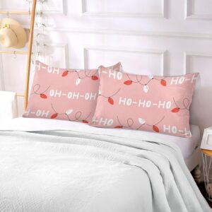 Cute Christmas Ho Pink Pillowcase for Hair and Skin Body Pillow Cover Body Pillow Cases Queen Size 20"X 30" Throw Pillow with Zipper for Women Men