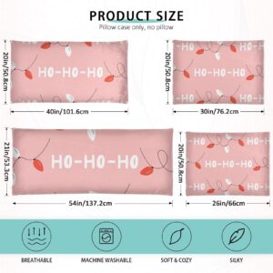 Cute Christmas Ho Pink Pillowcase for Hair and Skin Body Pillow Cover Body Pillow Cases Queen Size 20"X 30" Throw Pillow with Zipper for Women Men