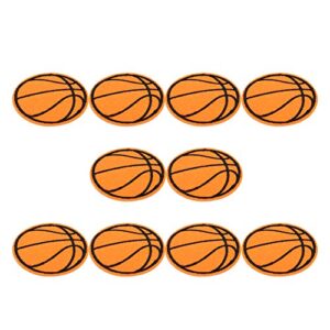 10Pcs Cloth Patch Embroidery Cloth Sticker Football Basketball Rugby Table Tennis Ball Shape Sewing Accessories DIY Hand Made Clothing Patches(Basketball)