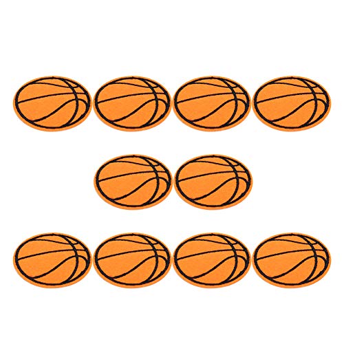 10Pcs Cloth Patch Embroidery Cloth Sticker Football Basketball Rugby Table Tennis Ball Shape Sewing Accessories DIY Hand Made Clothing Patches(Basketball)