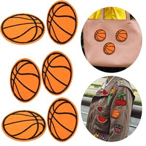 10Pcs Cloth Patch Embroidery Cloth Sticker Football Basketball Rugby Table Tennis Ball Shape Sewing Accessories DIY Hand Made Clothing Patches(Basketball)