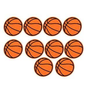 10Pcs Cloth Patch Embroidery Cloth Sticker Football Basketball Rugby Table Tennis Ball Shape Sewing Accessories DIY Hand Made Clothing Patches(Basketball)