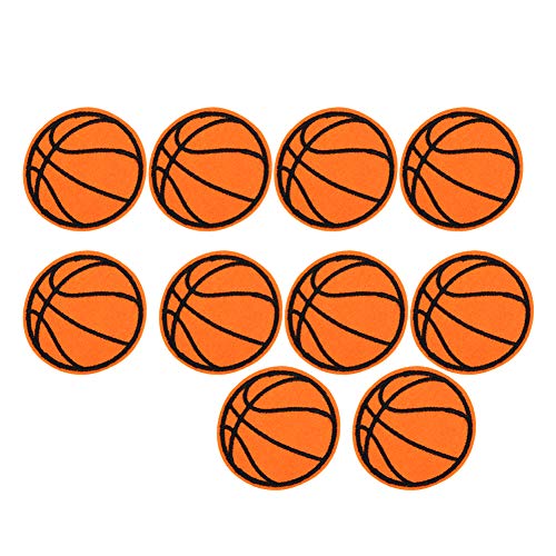 10Pcs Cloth Patch Embroidery Cloth Sticker Football Basketball Rugby Table Tennis Ball Shape Sewing Accessories DIY Hand Made Clothing Patches(Basketball)