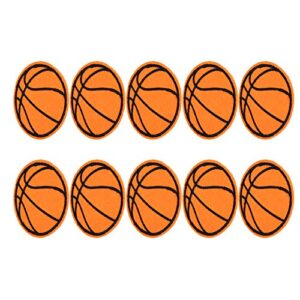 10Pcs Cloth Patch Embroidery Cloth Sticker Football Basketball Rugby Table Tennis Ball Shape Sewing Accessories DIY Hand Made Clothing Patches(Basketball)