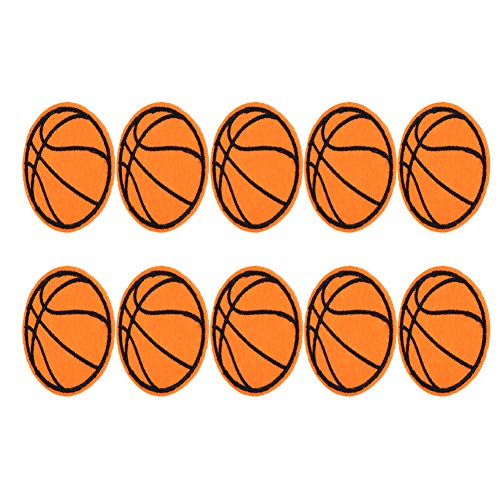 10Pcs Cloth Patch Embroidery Cloth Sticker Football Basketball Rugby Table Tennis Ball Shape Sewing Accessories DIY Hand Made Clothing Patches(Basketball)