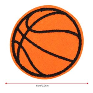 10Pcs Cloth Patch Embroidery Cloth Sticker Football Basketball Rugby Table Tennis Ball Shape Sewing Accessories DIY Hand Made Clothing Patches(Basketball)