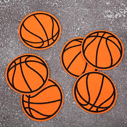 10Pcs Cloth Patch Embroidery Cloth Sticker Football Basketball Rugby Table Tennis Ball Shape Sewing Accessories DIY Hand Made Clothing Patches(Basketball)