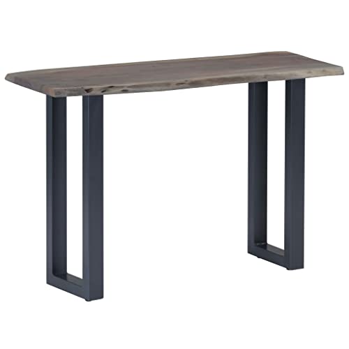 QJBSAVVA Console Table Gray 45.3"x13.8"x29.9" Solid Acacia Wood and Iron,Garden Tables Bedside Table Hallway Tables Entry Tables Suitable for Home, Office, Bedroom, Meeting Room