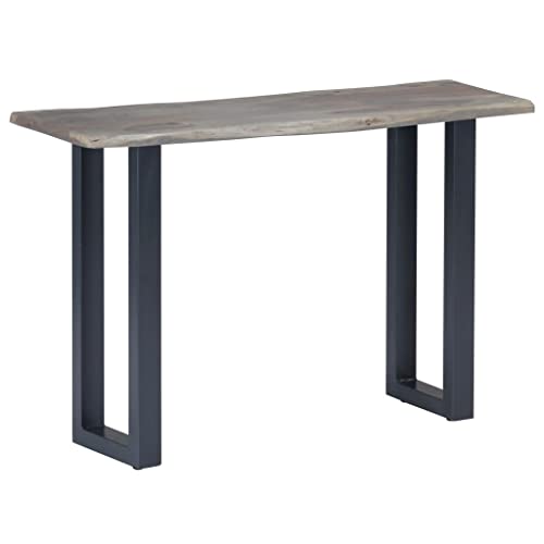 QJBSAVVA Console Table Gray 45.3"x13.8"x29.9" Solid Acacia Wood and Iron,Garden Tables Bedside Table Hallway Tables Entry Tables Suitable for Home, Office, Bedroom, Meeting Room