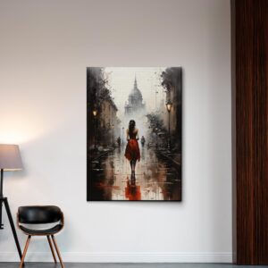 Framed Abstract city landscape Canvas Wall Art, Nature Prints Modern Home Artwork for Living Room, Nature Abstract city landscape Wall Art, Modern Living Room Decor, Abstract city landscape Wall Art