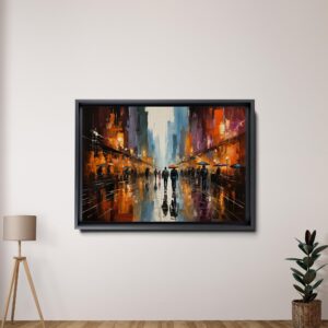 Abstract Wall Art Rain Modern Canvas Art Prints Girl Umbrella with Red Dress Walking in Street Figure Artwork, love