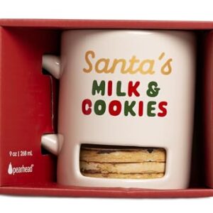 Pearhead Santa's Milk & Cookies Christmas Mug, Holiday Novelty Coffee Mug with Slot for Cookies, Holiday Home Décor, Microwave And Dishwasher Safe, Santa’s Milk & Cookies Mug, 9 Oz