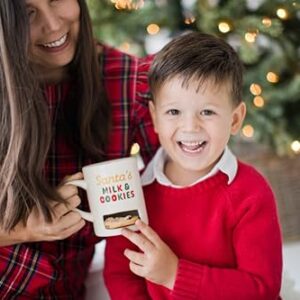 Pearhead Santa's Milk & Cookies Christmas Mug, Holiday Novelty Coffee Mug with Slot for Cookies, Holiday Home Décor, Microwave And Dishwasher Safe, Santa’s Milk & Cookies Mug, 9 Oz