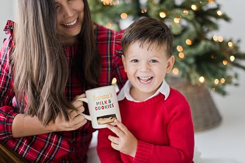 Pearhead Santa's Milk & Cookies Christmas Mug, Holiday Novelty Coffee Mug with Slot for Cookies, Holiday Home Décor, Microwave And Dishwasher Safe, Santa’s Milk & Cookies Mug, 9 Oz