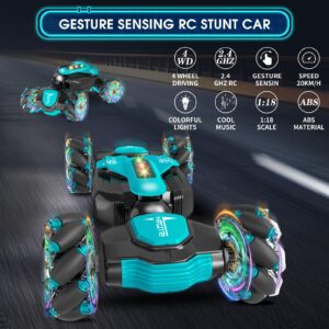 Dysaim Gesture RC Car, Gesture Sensing RC Stunt Car Toys for Kids 6-12 yr, 2.4GHz 4WD Hand Remote Control Cars with Lights Music, Off-Road 360° Rotation RC Drift Car Birthday Halloween Xmas Gifts