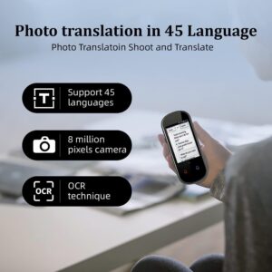 Instant Lanquage Translator Device，Electronic Foreign Language Translators，Two-Way Smart Voice and Photo Pocket Translator Real Time, 138 Languages Supported, Standy 180H, Portable Offline Translatio