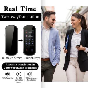 Instant Lanquage Translator Device，Electronic Foreign Language Translators，Two-Way Smart Voice and Photo Pocket Translator Real Time, 138 Languages Supported, Standy 180H, Portable Offline Translatio