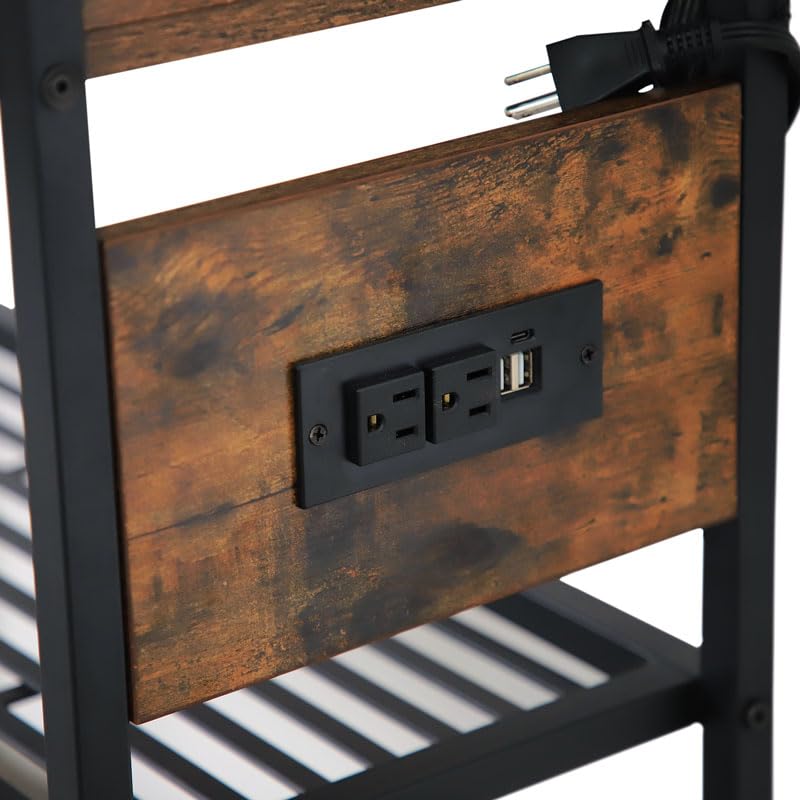 Industrial Entryway Console Table with Drawers, Shelves, AC Outlets, and USB Ports - Ultimate Sideboard Buffet Cabinet for Living Room, Foyer, Hallway - Stylish Storage Solution