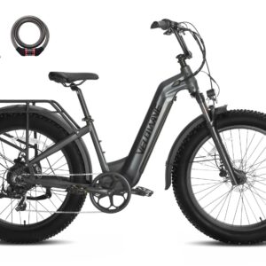 VELOWAVE Electric Bike 26" Fat Tire Ebike Electric Bike for Adults with 750W(Peak 1000W) Brushless Motor 48V 15AH Removable LG Cell Battery Step-Thru E Bike Shimano 7-Speed with Lock& Bell