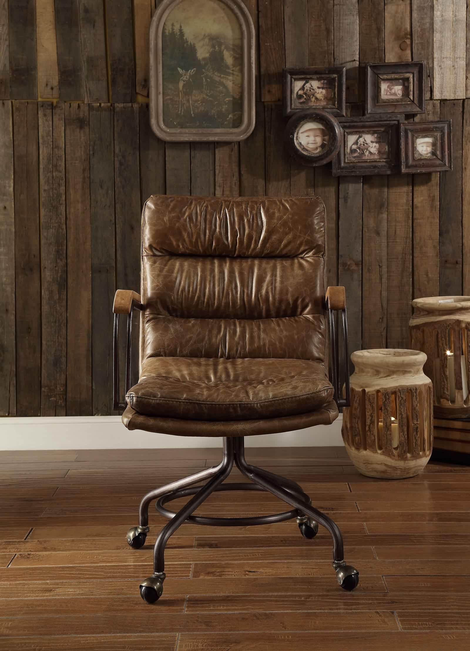 Daesar Office Chair in Vintage Whiskey Top Grain Leather