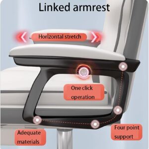 Ergonomic Office Chair, Executive Office Chair Comfortable Foot Pedal PU Leather Ergonomic Computer Office Home Study Height Adjustable Swivel Chair (Color : White, Size : Foot Pedal)