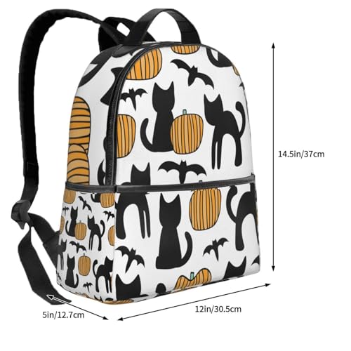 Halloween Black Cat Stylish Lightweight Casual Travel Large Capacity Backpack Adjustable Unisex Daypack