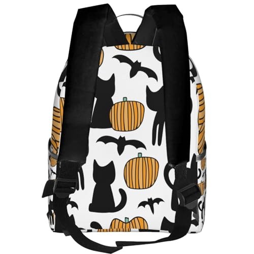 Halloween Black Cat Stylish Lightweight Casual Travel Large Capacity Backpack Adjustable Unisex Daypack