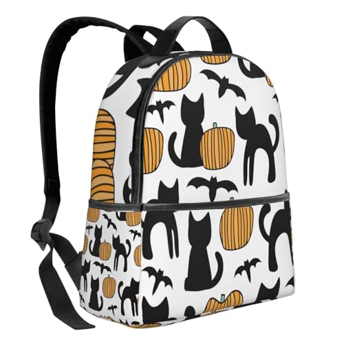 Halloween Black Cat Stylish Lightweight Casual Travel Large Capacity Backpack Adjustable Unisex Daypack