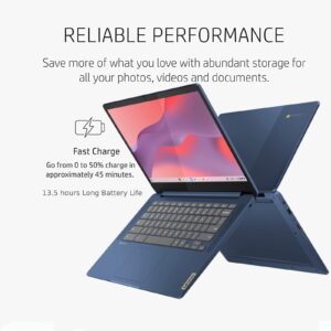 Lenovo Slim-3 Touch-Screen Chromebook Laptop Computer for Students and Business - 14" FHD Display, 13.5H Long Battery Life, MediaTek 520, 4GB RAM, 64GB eMMC, 128GB Micro SD, Wi-Fi 6, Chrome OS