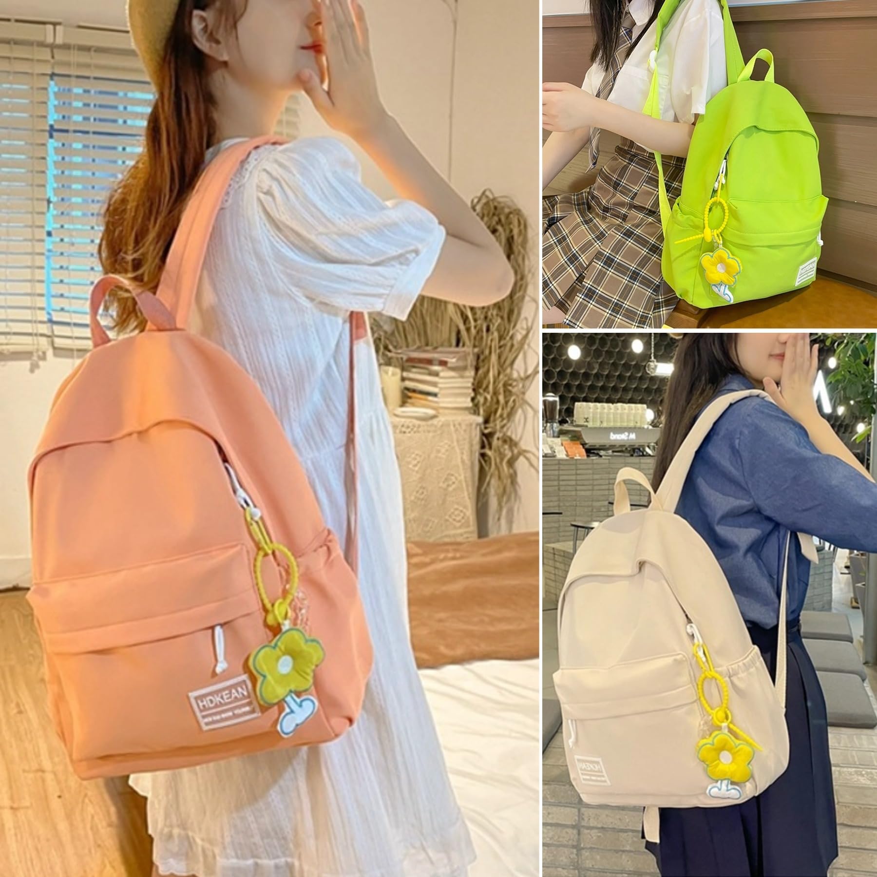 iwhgrmp Kawaii Backpacks Cute Aesthetic Backpack Trendy Lightweight Laptop Travel Backpacks Casual Daypack Street Backpack (White)