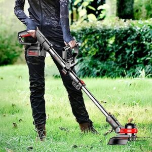 Handheld Grass Trimmer Cordless Household Rechargeable Lawn Mower Outdoor Electric Weeder Multifunctional Cleaning Equipment for Gardening (Size : Battery*2)