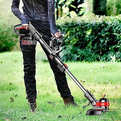 Handheld Grass Trimmer Cordless Household Rechargeable Lawn Mower Outdoor Electric Weeder Multifunctional Cleaning Equipment for Gardening (Size : Battery*2)