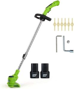 rutavm handheld 12v/24v cordless grass trimmer adjustable electric lawn mower garden pruning cutter power garden tools-12v-2 battery