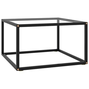 qjbsavva coffee table black with tempered glass 23.6"x23.6"x13.8",bedside tables side tables end tables entrance tables suitable for meeting rooms, reception rooms, offices