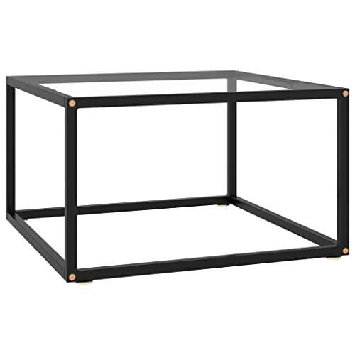 QJBSAVVA Coffee Table Black with Tempered Glass 23.6"x23.6"x13.8",Bedside Tables Side Tables End Tables Entrance Tables Suitable for Meeting Rooms, Reception Rooms, Offices