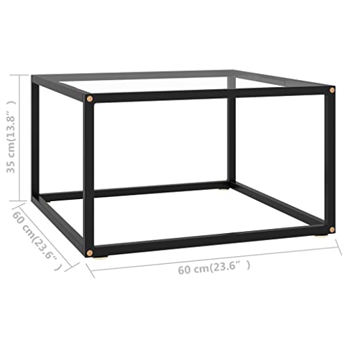 QJBSAVVA Coffee Table Black with Tempered Glass 23.6"x23.6"x13.8",Bedside Tables Side Tables End Tables Entrance Tables Suitable for Meeting Rooms, Reception Rooms, Offices