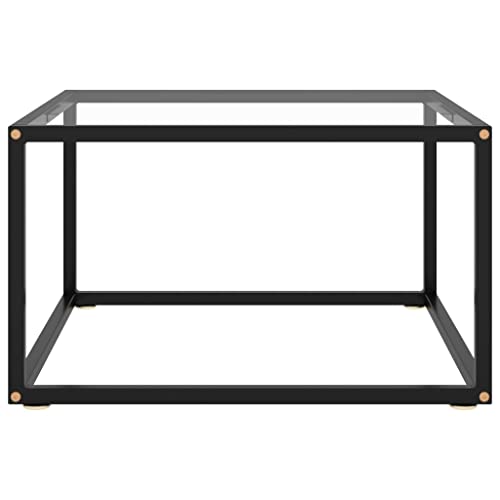 QJBSAVVA Coffee Table Black with Tempered Glass 23.6"x23.6"x13.8",Bedside Tables Side Tables End Tables Entrance Tables Suitable for Meeting Rooms, Reception Rooms, Offices