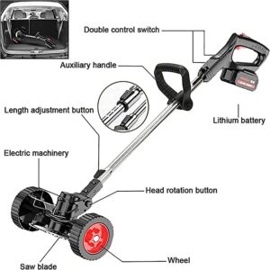 Handheld Electric Weeder, Battery Powered 24V Lightweight Cordless Weed Trimmer with Charger 3 Blades Multipurpose Home Lawn Mower