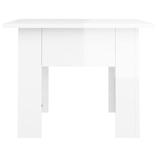 QJBSAVVA Coffee Table High Gloss White 21.7"x21.7"x16.5" Engineered Wood,Floor Standing Table Table for Living Room Cocktail Table Suitable for Meeting Rooms, Reception Rooms, Offices