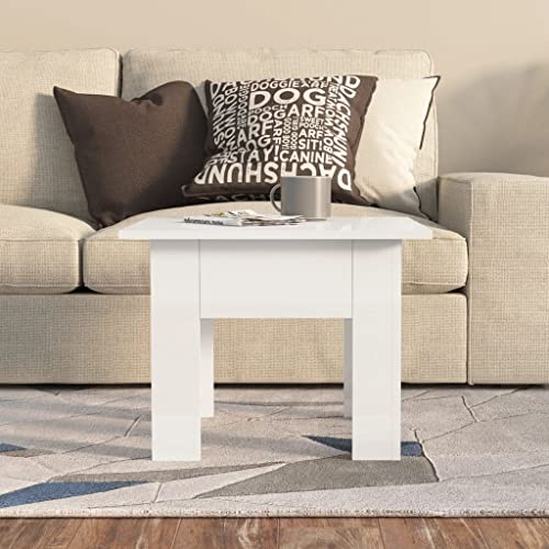 QJBSAVVA Coffee Table High Gloss White 21.7"x21.7"x16.5" Engineered Wood,Floor Standing Table Table for Living Room Cocktail Table Suitable for Meeting Rooms, Reception Rooms, Offices