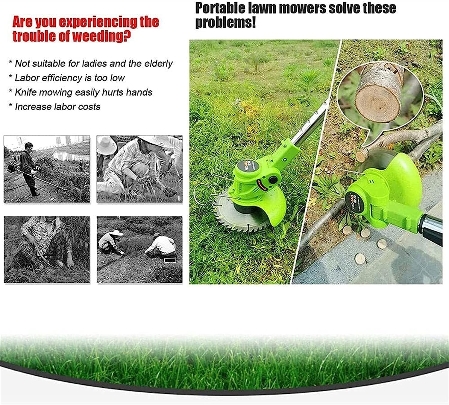 Handheld String Trimmer Cordless Sweeper Handheld Portable Lawn Mower Agricultural Household Cordless Weeder