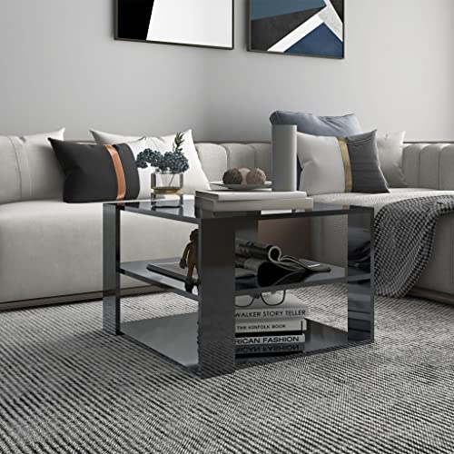 QJBSAVVA Coffee Table High Gloss Gray 23.6"x23.6"x15.7" Engineered Wood,Bedside Tables Side Tables End Tables Entrance Tables Suitable for Meeting Rooms, Reception Rooms, Offices