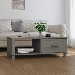 QJBSAVVA Coffee Table HAMAR Light Gray 39.4"x21.7"x13.8" Solid Wood Pine,Living Room Furniture Side Tables Narrow Bedside Tables Suitable for Meeting Rooms, Reception Rooms, Offices