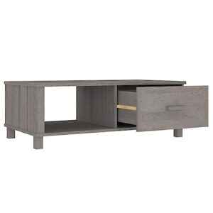 QJBSAVVA Coffee Table HAMAR Light Gray 39.4"x21.7"x13.8" Solid Wood Pine,Living Room Furniture Side Tables Narrow Bedside Tables Suitable for Meeting Rooms, Reception Rooms, Offices