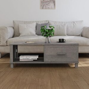 QJBSAVVA Coffee Table HAMAR Light Gray 39.4"x21.7"x13.8" Solid Wood Pine,Living Room Furniture Side Tables Narrow Bedside Tables Suitable for Meeting Rooms, Reception Rooms, Offices