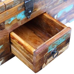 QJBSAVVA Coffee Table Box Chest Solid Reclaimed Wood 31.5"x15.7"x13.8",Living Room Furniture Side Tables Narrow Bedside Tables Suitable for Meeting Rooms, Reception Rooms, Offices